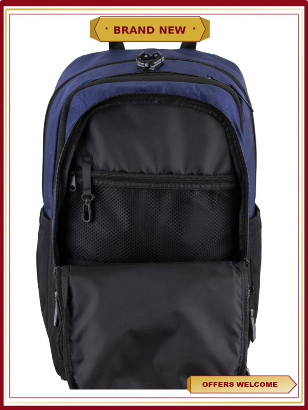 Expandable Recycled Backpack with Bungee, Padded Straps, 19 Inch - Picture 6 of 8